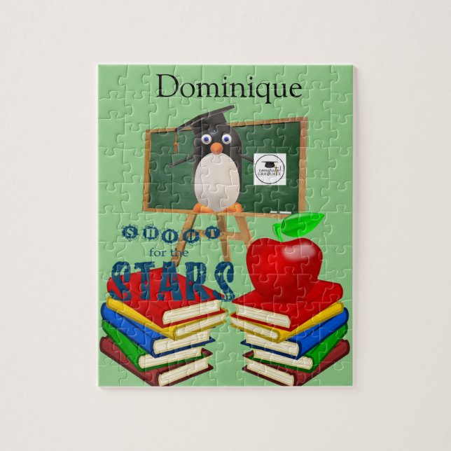 Puzzles White and Black Penguin School Student Pussel (Vertikal)