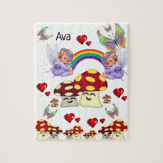 Puzzles White Angel Mushrum Butterfly Pussel (Vertikal)