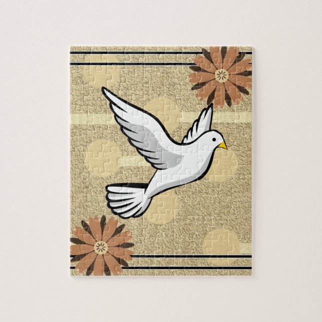 Puzzles White Dove Beige Circles Pussel (Vertikal)