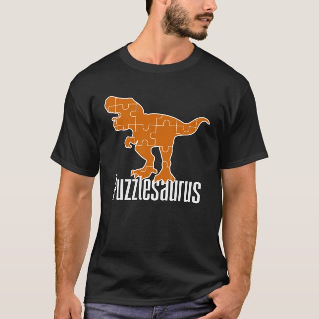 Puzzlesaurus Dinosaur Puzzle Piece Game Jigsaw Puz T Shirt (Framsida)