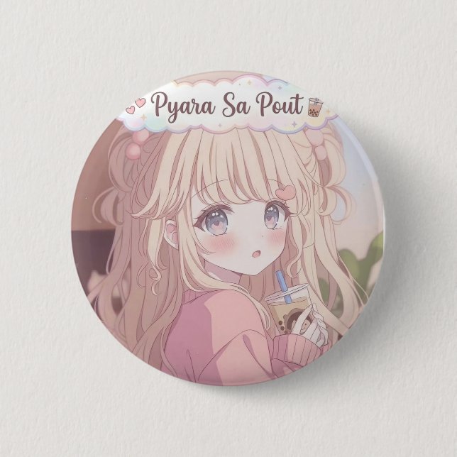 Pyara Sa Pout - Söt Kawaii Animeflicka med Boba Knapp (Framsida)
