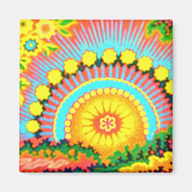 Pychedelic Sunset Vintage 60's Magnet (Framsidan)
