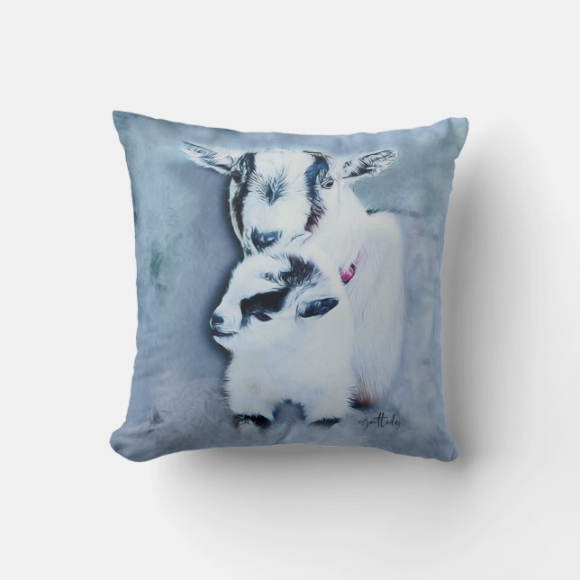 Pygmy Goat Älskare Porträtt i Mamma och Baby Kudde (Framsida)
