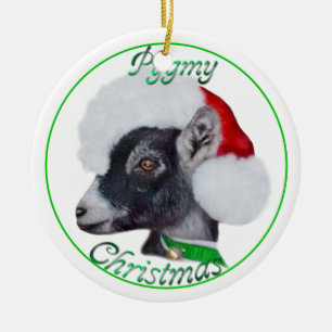 Pygmy Goat in Santa Hat jul Ornament