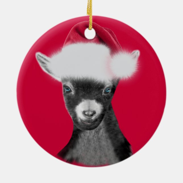 Pygmy Goat Santa Hat jul Ornament (Baksidan)