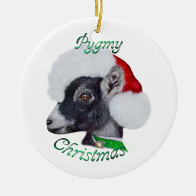 Pygmy Goat Santa Hat jul Ornament (Framsidan)