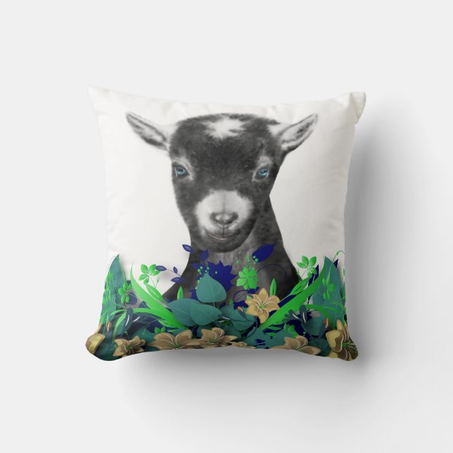 Pygora Goat Teckning Herd Namn Goat Pillow Kudde (Framsida)