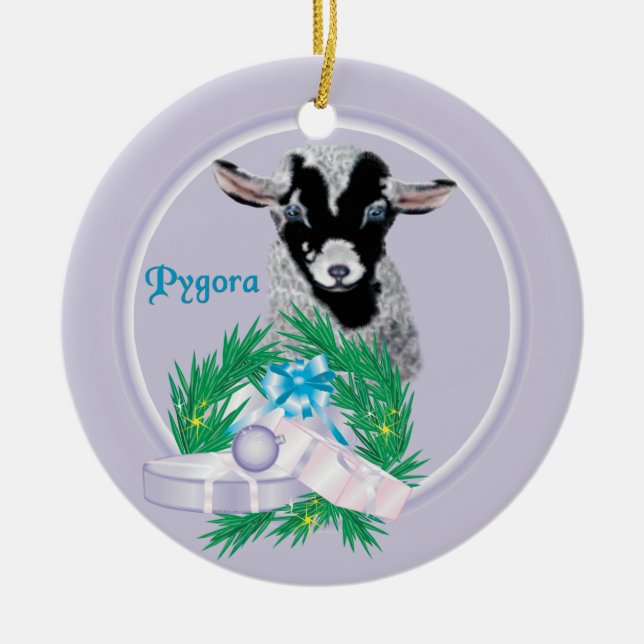 Pygora Goat Wandeans Helgdag Ornament (Framsidan)
