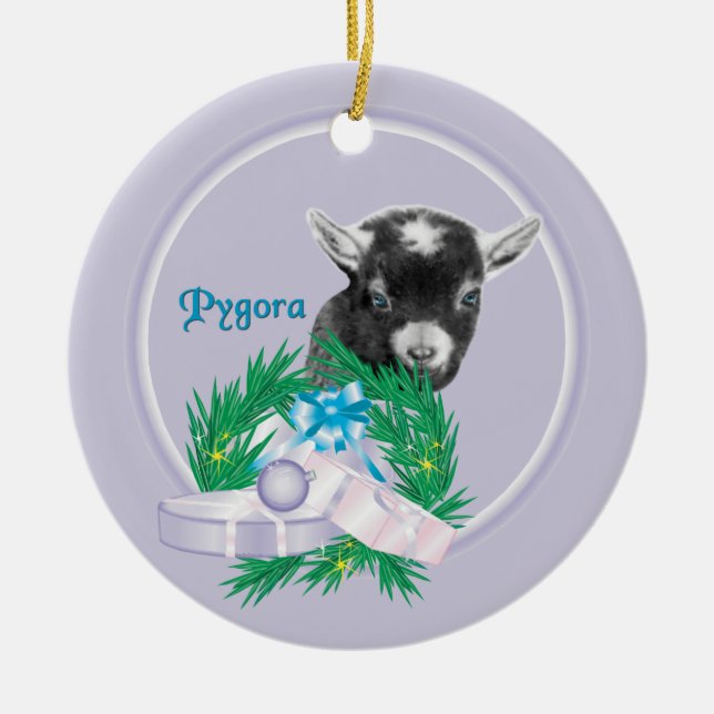 Pygora Goat Wandeans Helgdag Ornament (Framsidan)