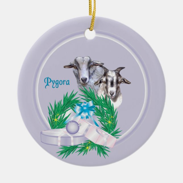 Pygora Goat Wandeans Helgdag Ornament (Framsidan)