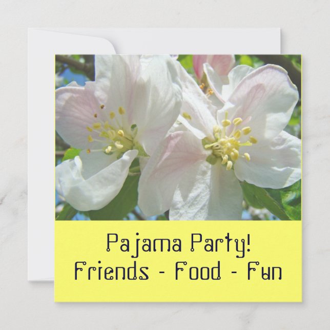 Pyjamafest! Inbjudningar Blommor Sleepover-fest (Framsida)