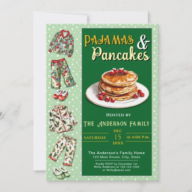 Pyjamas och pannkaksparty-inbjudan inbjudningar (Framsida)