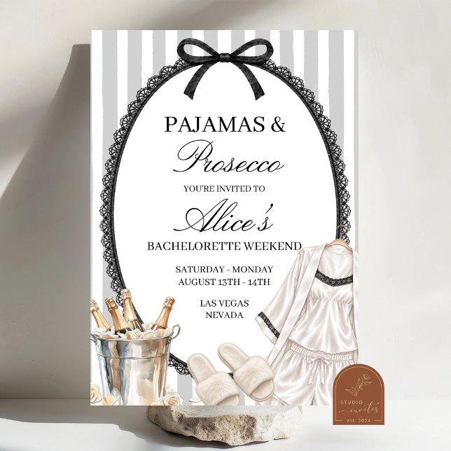 Pyjamas och prosecco möhippa schema inbjudningar (Skapare uppladdad)