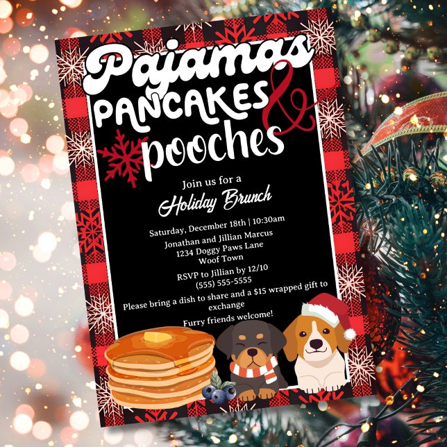 Pyjamas pannkakor och hundar julbrunch inbjudningar (Skapare uppladdad)