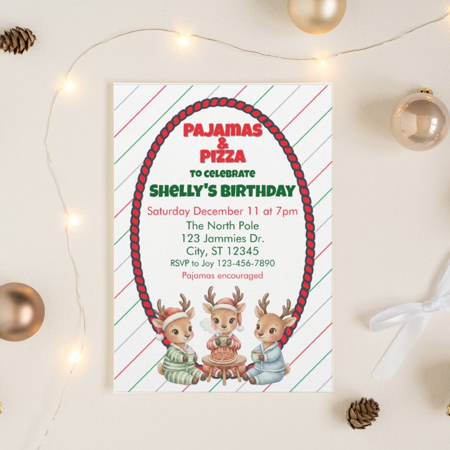 Pyjamas & Pizza, Höstlov Tomte Födelsedagsfest Inbjudningar (Skapare uppladdad)