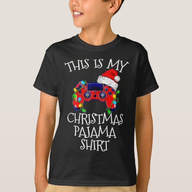 Pyjamas-shirt Videospelskontroll Santa Hatt Spelar T Shirt (Framsida)