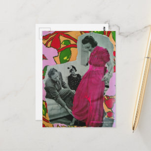 Pyjamasmodell dam cirka 1939 Mixed Media Collage Vykort