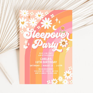 Pyjamasparty Daisy Retro Hippie Födelsedag Inbjudningar