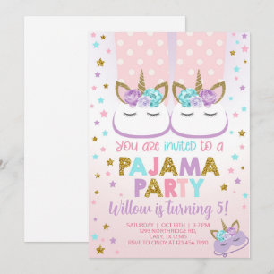 Pyjamasparty flicka födelsedagsinbjudan, övernattn inbjudningar