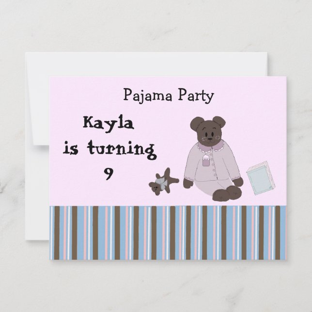 Pyjamasparty Födelsedagsinbjudningar Inbjudningar (Framsida)