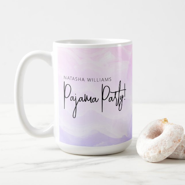 Pyjamasparty Pastell Rosa Lila Modern Kaffemugg (Med munk)