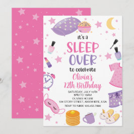 Pyjamasparty rosa lila preteen inbjudningar