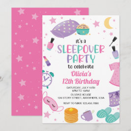 Pyjamasparty rosa lila preteen inbjudningar