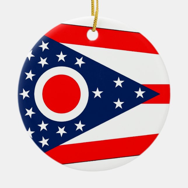 Pynt med Ohios flagga Julgransprydnad Keramik (Framsidan)