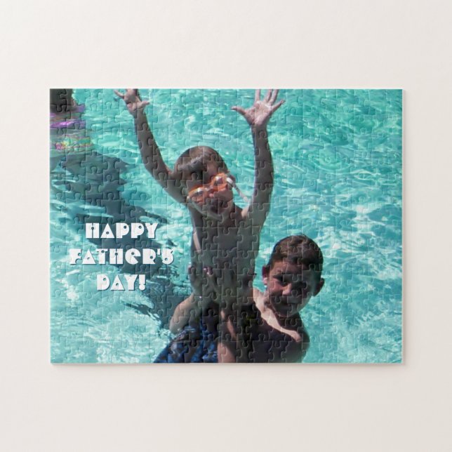 Pyntad Glad fars dag familjefoto Pussel (Horisontell)