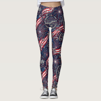 Pyntafirande fyrverkerier 4 juli självständighetsd leggings