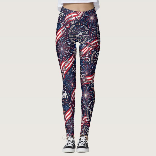 Pyntafirande fyrverkerier 4 juli självständighetsd leggings (Framsida)