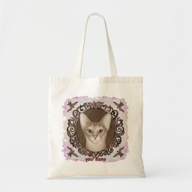 Pyntat Abyssinian Katt Einkoppsväska Tygkasse (Framsidan)