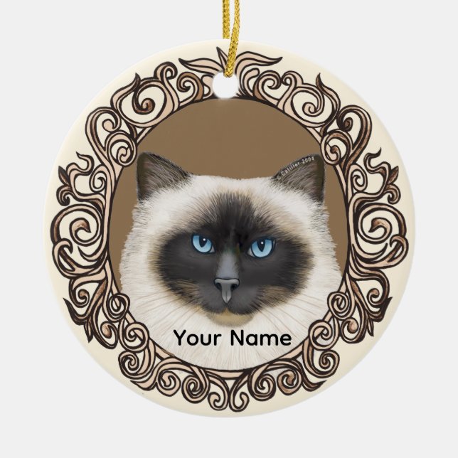 Pyntat Birman-katt-prydnad Julgransprydnad Keramik (Framsidan)
