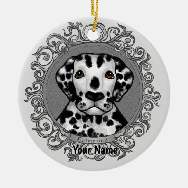 Pyntat Dalmatiner-ornament Julgransprydnad Keramik (Framsidan)