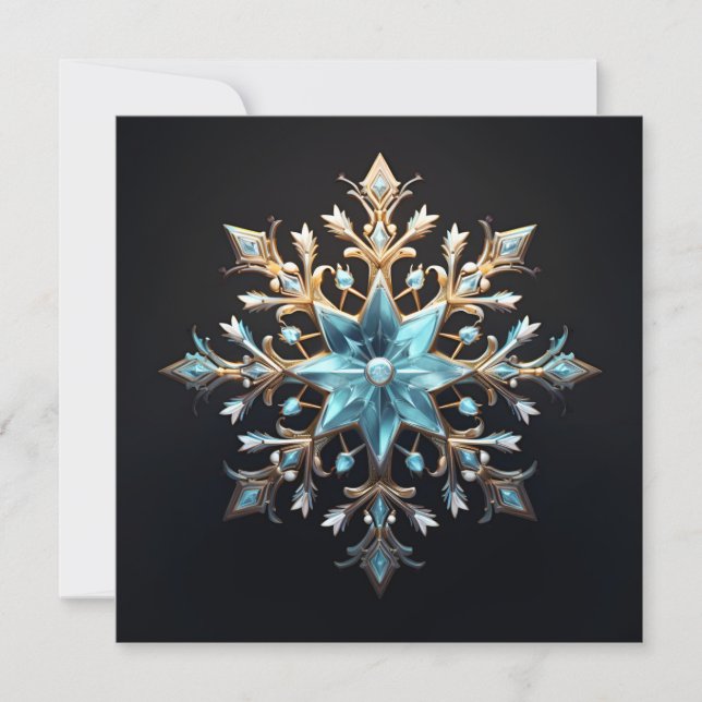 Pyntat jul snöflinga Högtidskort Julkort (Framsida)