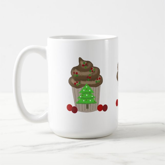 Pyntat julgodis Cupcakes Kaffemugg (Vänster)