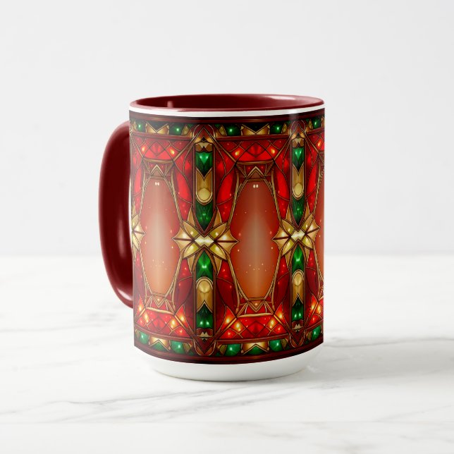 Pyntat julmugg med glasmålning mugg (Framsida vänster)