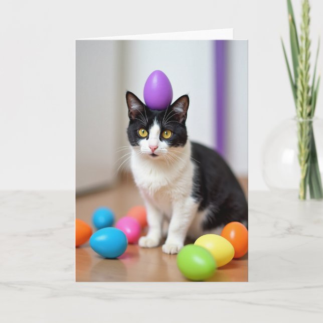 Pyntat kattkort för välkomnande kort (Framsida)