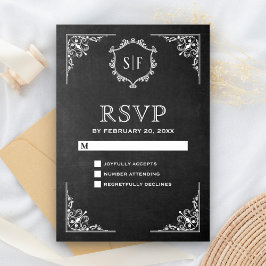 Pyntat Kritiskt Monogram RSVP OSA Kort