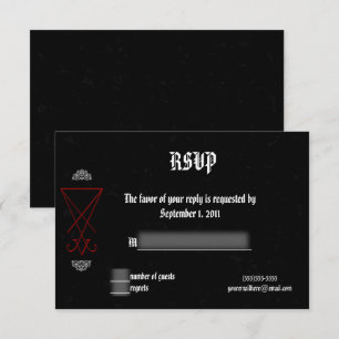 Pyntat Luciferianskt Ockult Gothbröllop RSVP Inbjudningar