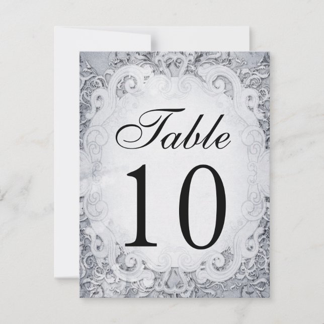 Pyntat sagoboksbord nummerkort inbjudningar (Framsida)