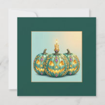 Pyntat Turkos Jack-O-Lantern Trio med Ljusstake Fy