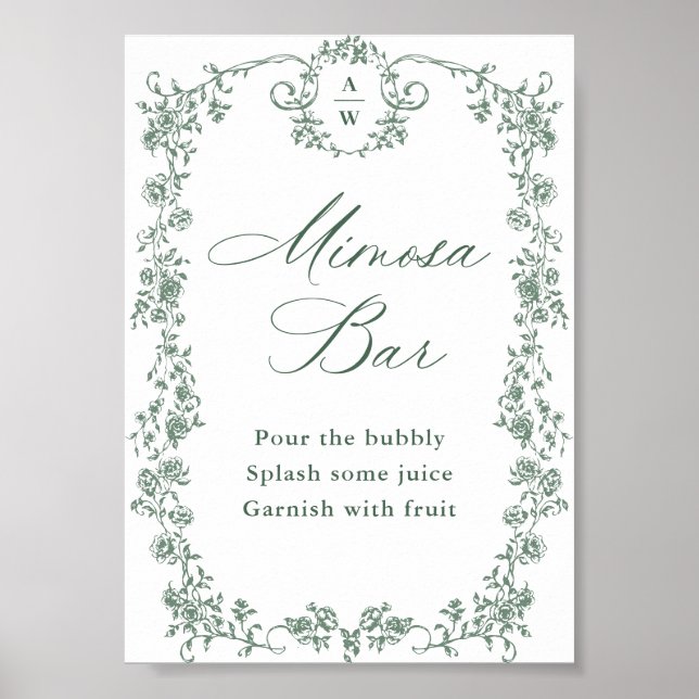 Pyntat viktorianskt blomster-mimosa-barskylt poster (Framsidan)