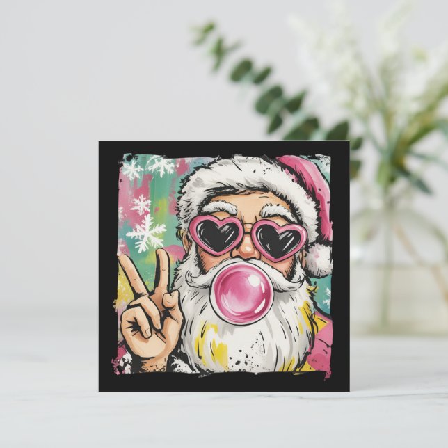 Pyntet julpappa glitter coquette jul flickaktig sö julkort (Stående Fram)
