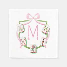 Pyntet Mah Jongg-jul Crest och rosett Pappersservett