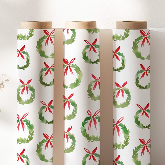Pyntet röd rosettkrans jul presentpapper (Skapare uppladdad)