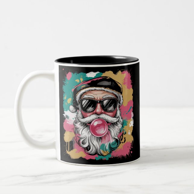 Pyntet Santa Coquette Jul Glitter Feminint Rosa Två-Tonad Mugg (Vänster)