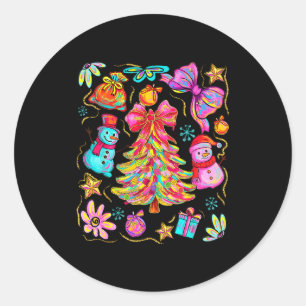Pyntet Xmas Coquette Slinga Spets Merry Bright Jul Runt Klistermärke