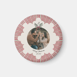 Pyntlig julgransprydnad med foto och monogram magnet