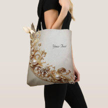 Pyntsam Påse i Guld - Ornate Gold Flourish Tote Ba